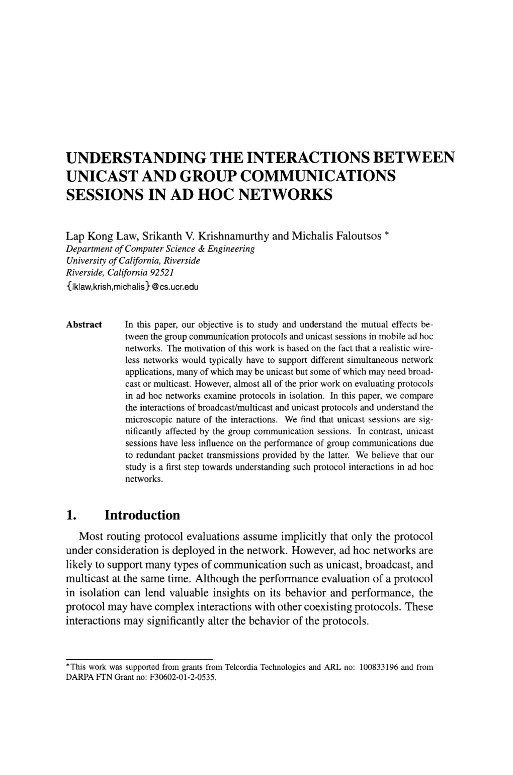 Understanding the Interactions Between Unicast and Group Communications Sessions in Ad Hoc Networks