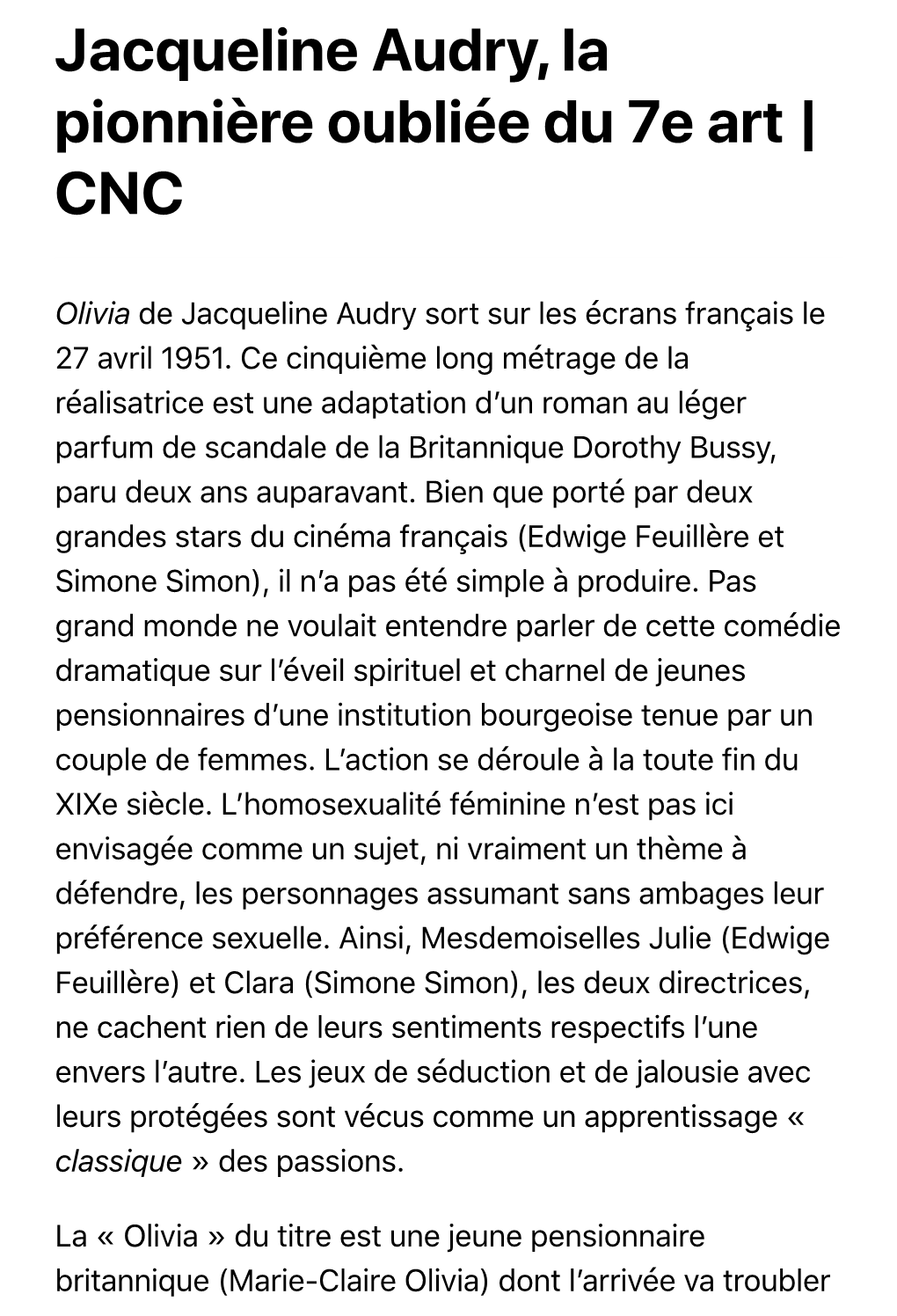 Jacqueline Audry, La Pionnière Oubliée Du 7E Art | CNC