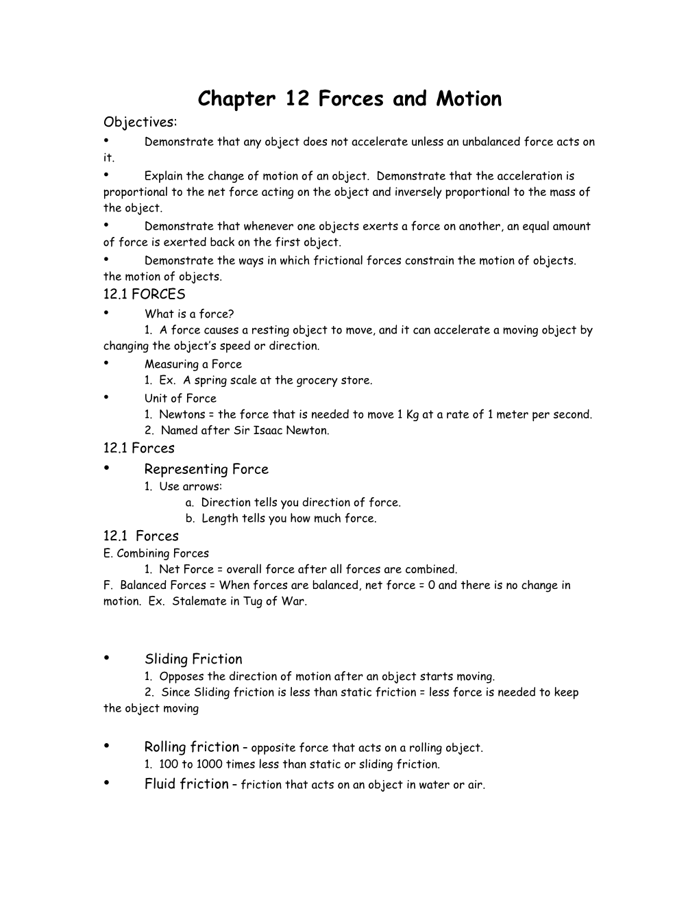 Chapter 12 Forces and Motion