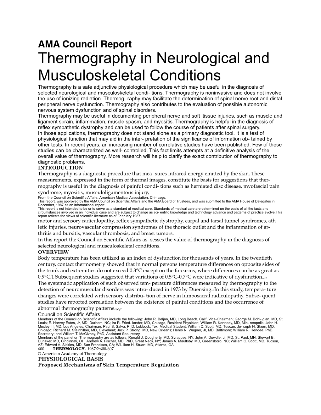 Thermography in Neurological and Musculoskeletal Conditions