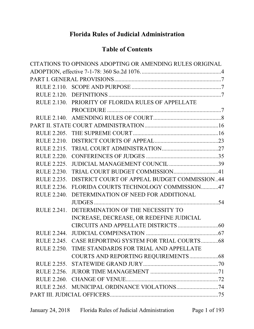 Florida Rules of Judicial Administration