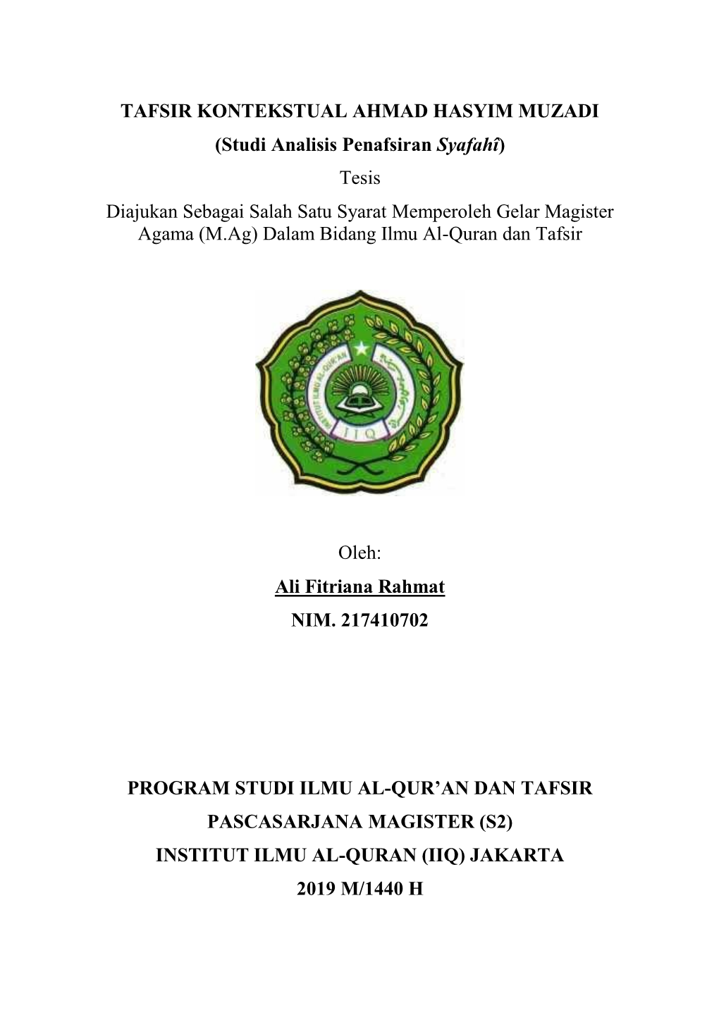 Tafsir Kontekstual Ahmad Hasyim Muzadi