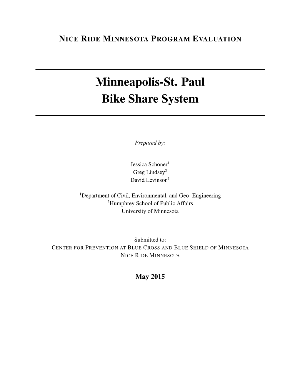 Nice Ride Minnesota Program Evaluation