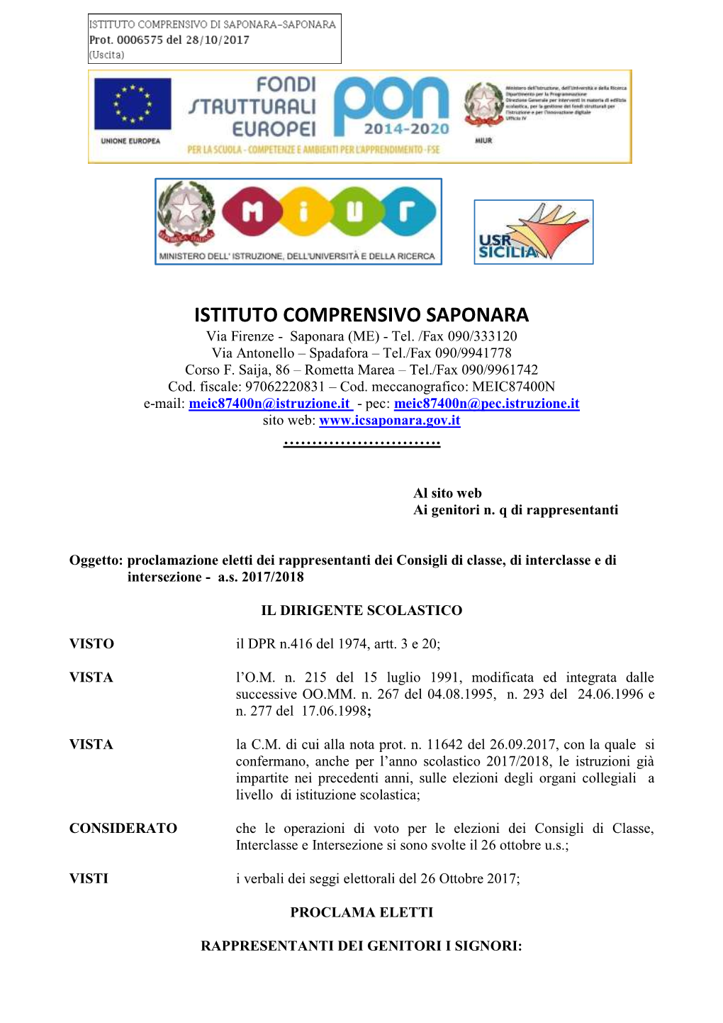 Istituto Comprensivo "Saponara"