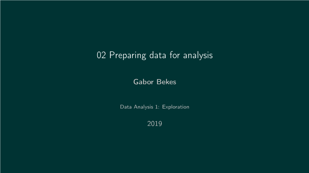 02 Preparing Data for Analysis