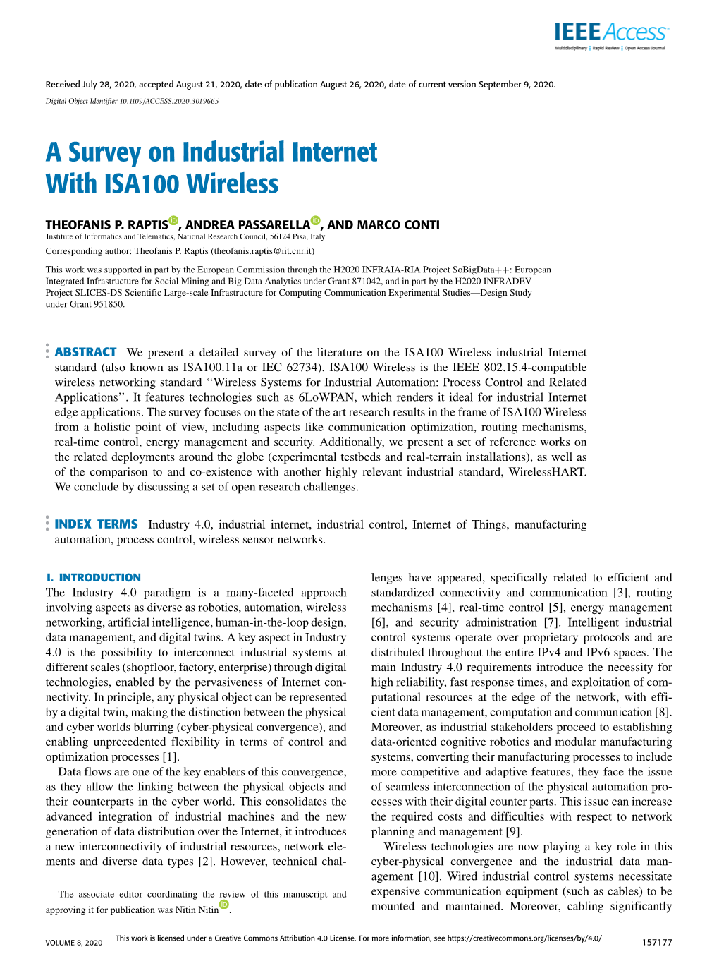 A Survey on Industrial Internet with ISA100 Wireless