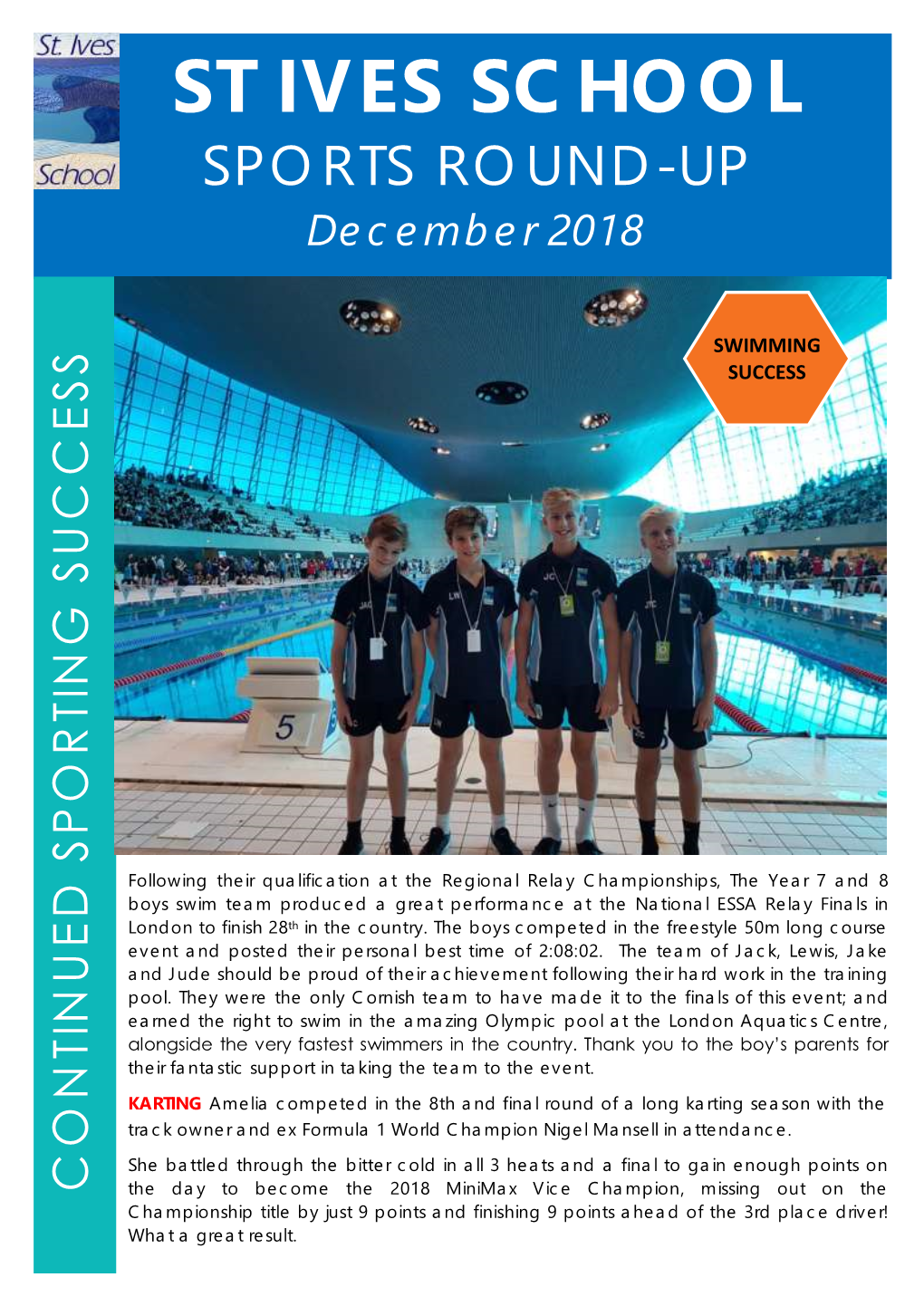 ST IVES SCHOOL SPORTS ROUND-UP December 2018