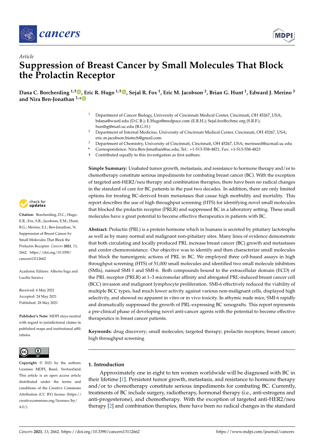 Suppression of Breast Cancer by Small Molecules That Block the Prolactin Receptor