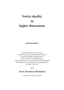 Vortex Duality in Higher Dimensions