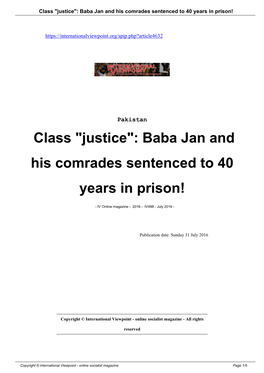 Class "Justice": Baba Jan and His Comrades Sentenced to 40 Years in Prison!
