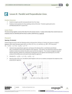 Lesson 8: Parallel and Perpendicular Lines