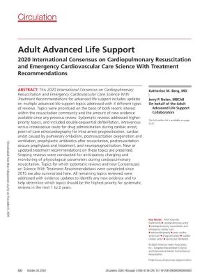 Adult Advanced Life Support: 2020 International Consensus On