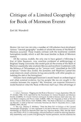 Critique of a Limited Geography for Book of Mormon Events