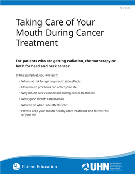 Taking Care of Your Mouth During Cancer Treatment
