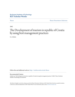 The Development of Tourism in Republic of Croatia by Using Best Management Practices