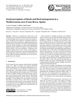 Social Perceptions of Floods and Flood Management in a Mediterranean Area