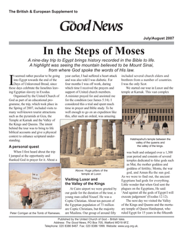 In the Steps of Moses a Nine-Day Trip to Egypt Brings History Recorded in the Bible to Life