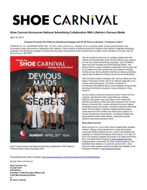 Shoe Carnival Announces National Advertising Collaboration with Lifetime's Devious Maids