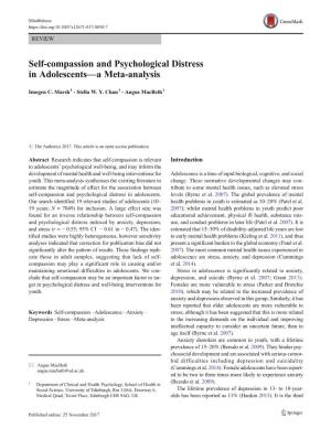 Self-Compassion and Psychological Distress in Adolescents—A Meta