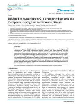 Theranostics Sialylated Immunoglobulin G: a Promising