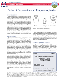 Basics of Evaporation and Evapotranspiration
