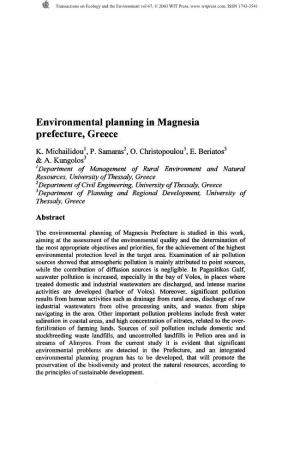 Environmental Planning in Magnesia Prefecture, Greece