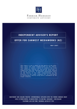 Independent Adviser's Report