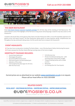 Ebor Restaurant | Dante Festival | 2019 Event Guide