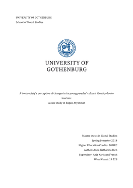 UNIVERSITY of GOTHENBURG School of Global Studies