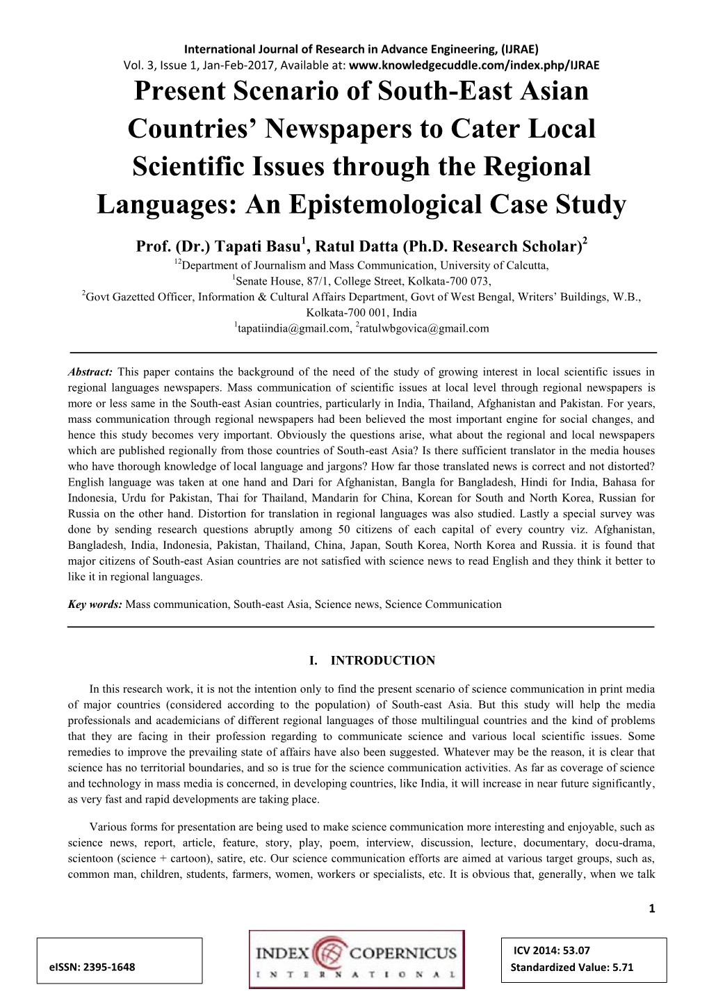 Present Scenario of South-East Asian Countries’ Newspapers to Cater Local Scientific Issues Through the Regional Languages: an Epistemological Case Study