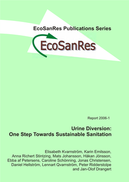 Ecosanres Publications Series Urine Diversion: One Step Towards Sustainable Sanitation