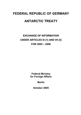 Federal Republic of Germany Antarctic Treaty