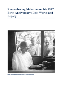 Remembering Mahatma on His 150 Birth Anniversary: Life, Works And