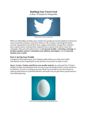 Building Your Tweet Cred a How–To Guide for Nonprofits