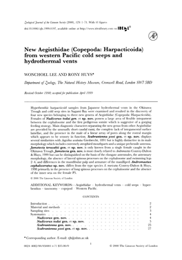 New Aegisthidae (Copepoda: Harpacticoida) from Western Pacific