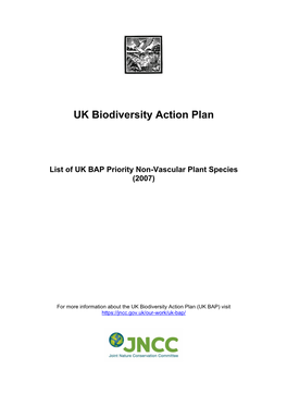 List of UK BAP Priority Non-Vascular Plant Species (2007)