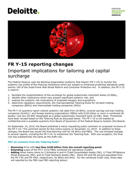 FR Y-15 Reporting Changes Important Implications for Tailoring and Capital Surcharge