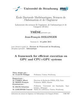 Université De Strasbourg École Doctorale Mathématiques