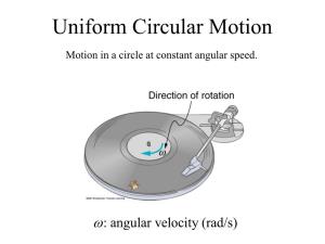 Uniform Circular Motion Motion in a Circle at Constant Angular Speed