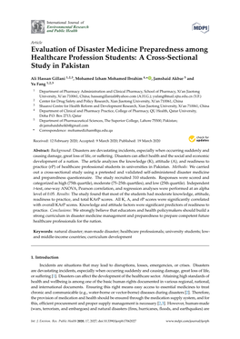 Evaluation of Disaster Medicine Preparedness Among Healthcare Profession Students: a Cross-Sectional Study in Pakistan