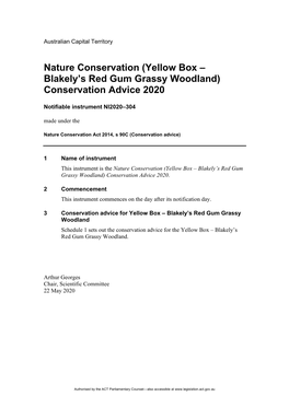 Yellow Box – Blakely's Red Gum Grassy Woodland