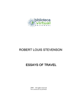 Robert Louis Stevenson Essays of Travel