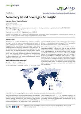 Non-Dairy Based Beverages: an Insight Navneet Deora,1 Aastha Deswal2 1Jubilant Foodworks, India 2Bright Lifecare Private Limited, India