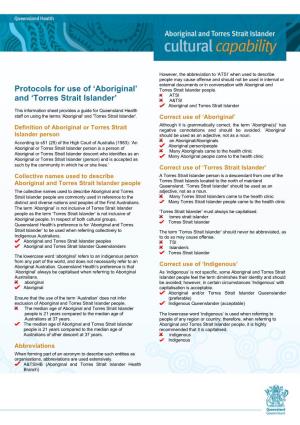 Protocols for the Use of 'Aboriginal' and 'Torres Strait Islander'