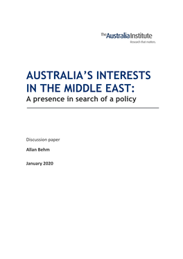 Australia's Interests in the Middle East