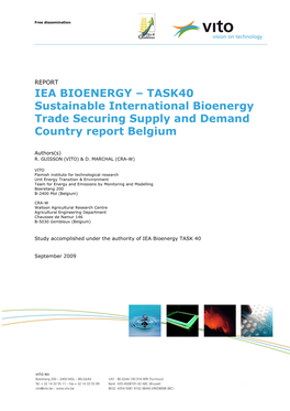 IEA BIOENERGY – TASK40 Sustainable International Bioenergy Trade Securing Supply and Demand Country Report Belgium