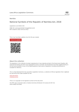 National Symbols of the Republic of Namibia Act, 2018