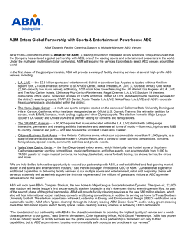 ABM Enters Global Partnership with Sports & Entertainment
