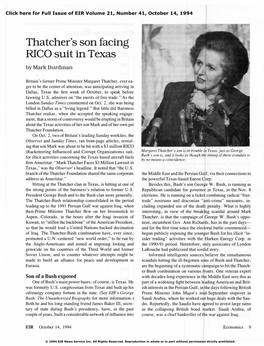 Thatcher's Son Facing RICO Suit in Texas