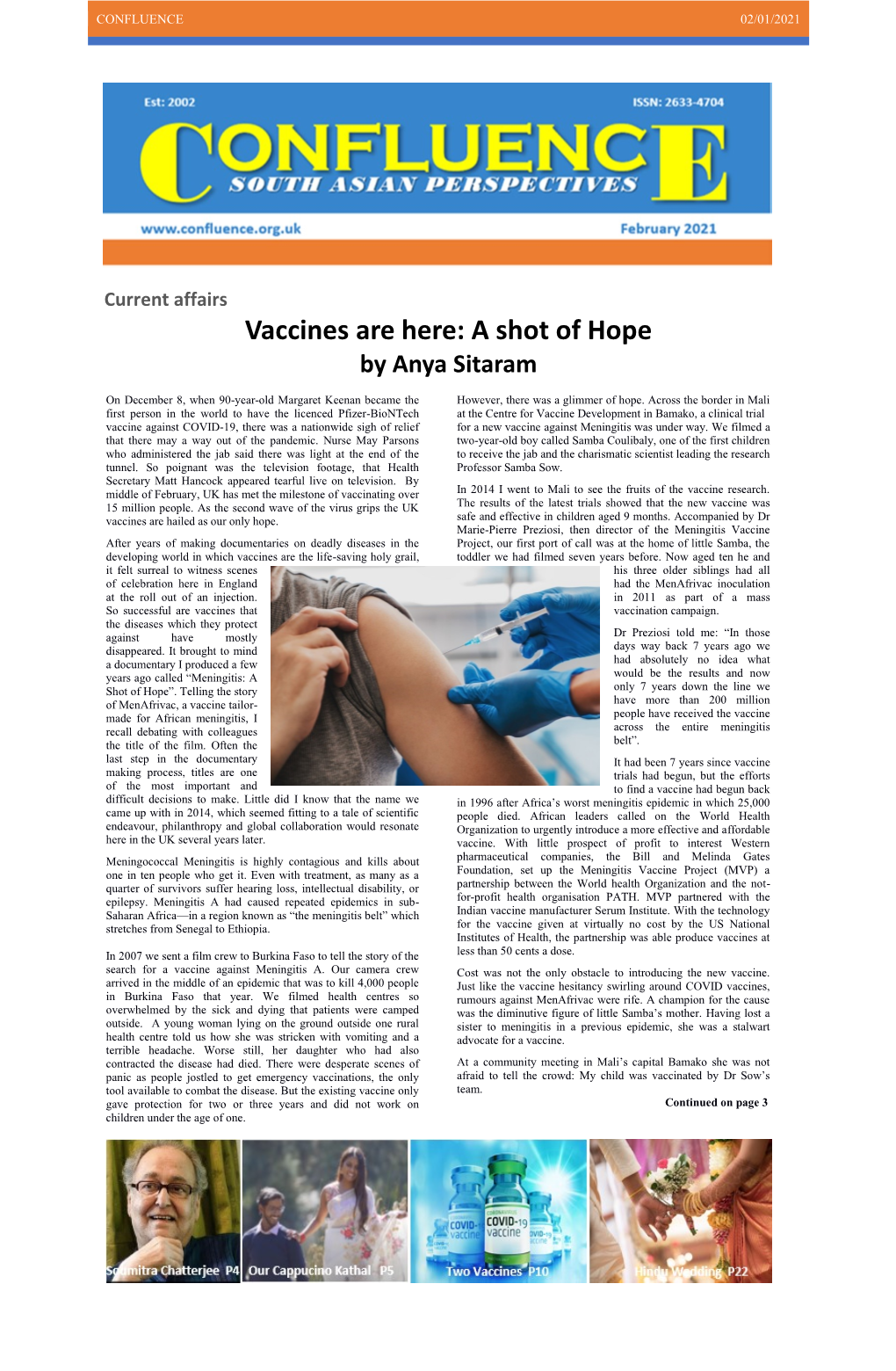 Vaccines Are Here: a Shot of Hope by Anya Sitaram